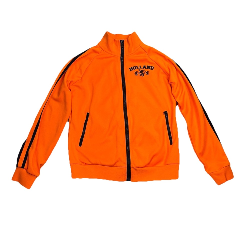 Track Jacket Womens L Orange Holland Lion Crest Striped Sleeve‎ Full Zip Fanwear